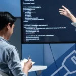 Zespół przy ekranie z kodem, dlaczego testowanie na produkcji bywa mądrym wyborem